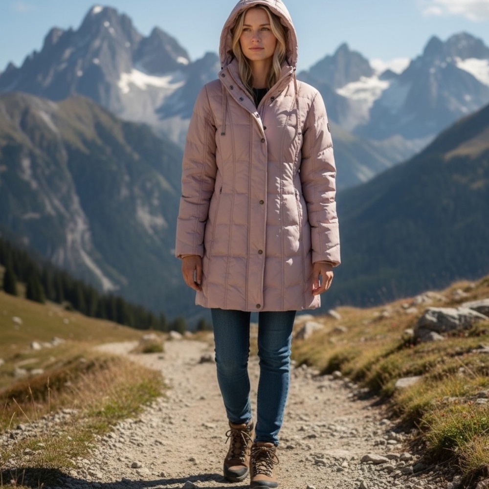 Calvin Klein Atmosphere Pink Hooded Mid-Length Puffer Coat ~ NWOT ~ size Small - Picture 13 of 15